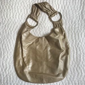 Hobo International Gold Leather Shoulder Bag